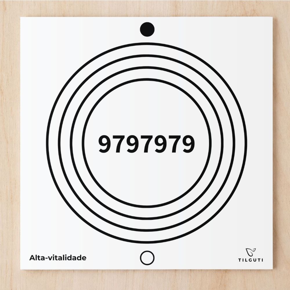 Perfil do Gráfico Alta Vitalidade 9797979 em PVC branco, variante Iniciante, com quatro círculos concêntricos e sequência numérica central.