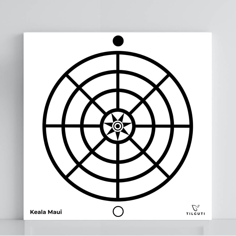 Gráfico Radiestésico Keala Maui em PVC branco – Variante Iniciante com Norte de Forma – TILGUTI.