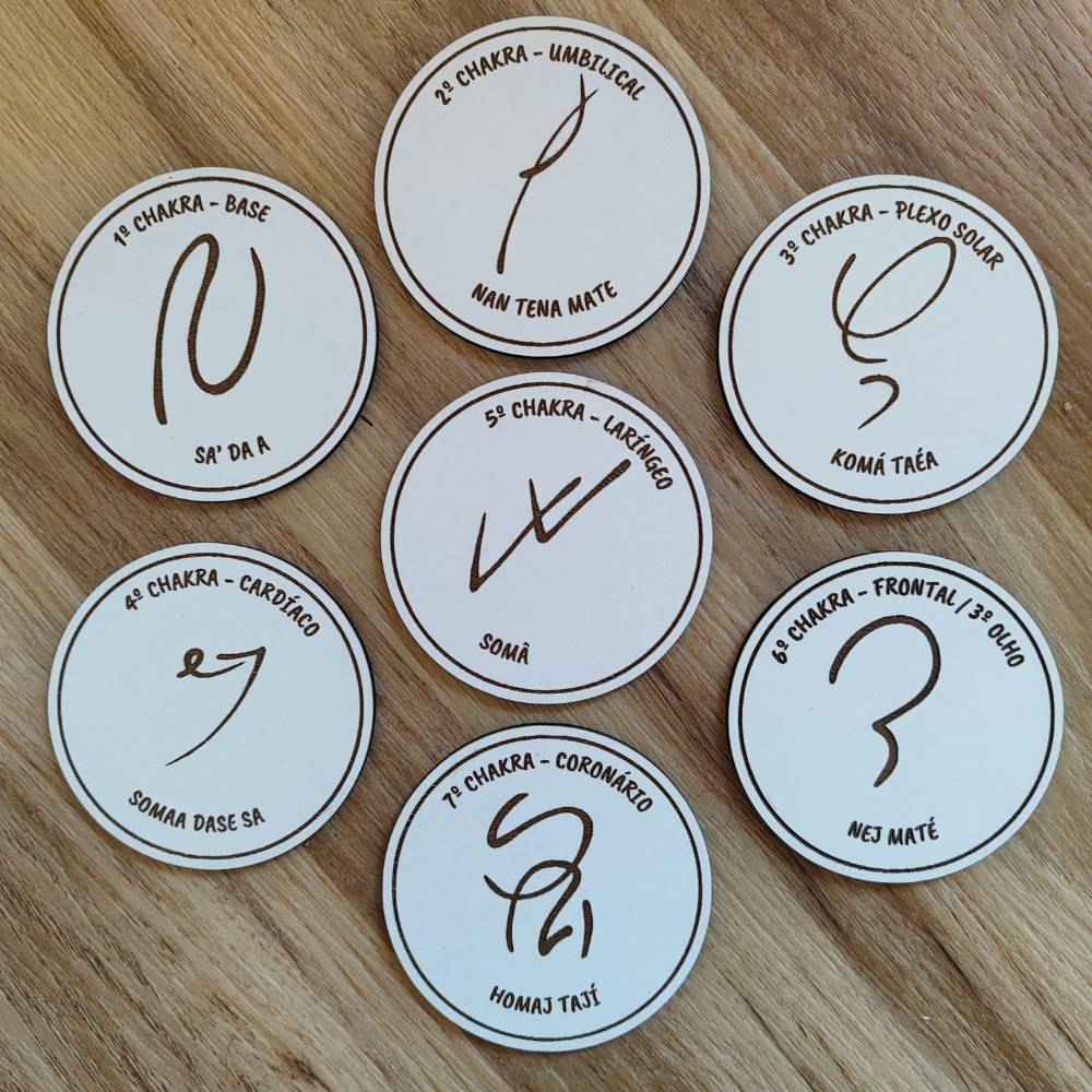 Kit Chakras: 7 símbolos energéticos grabados con láser en MDF
