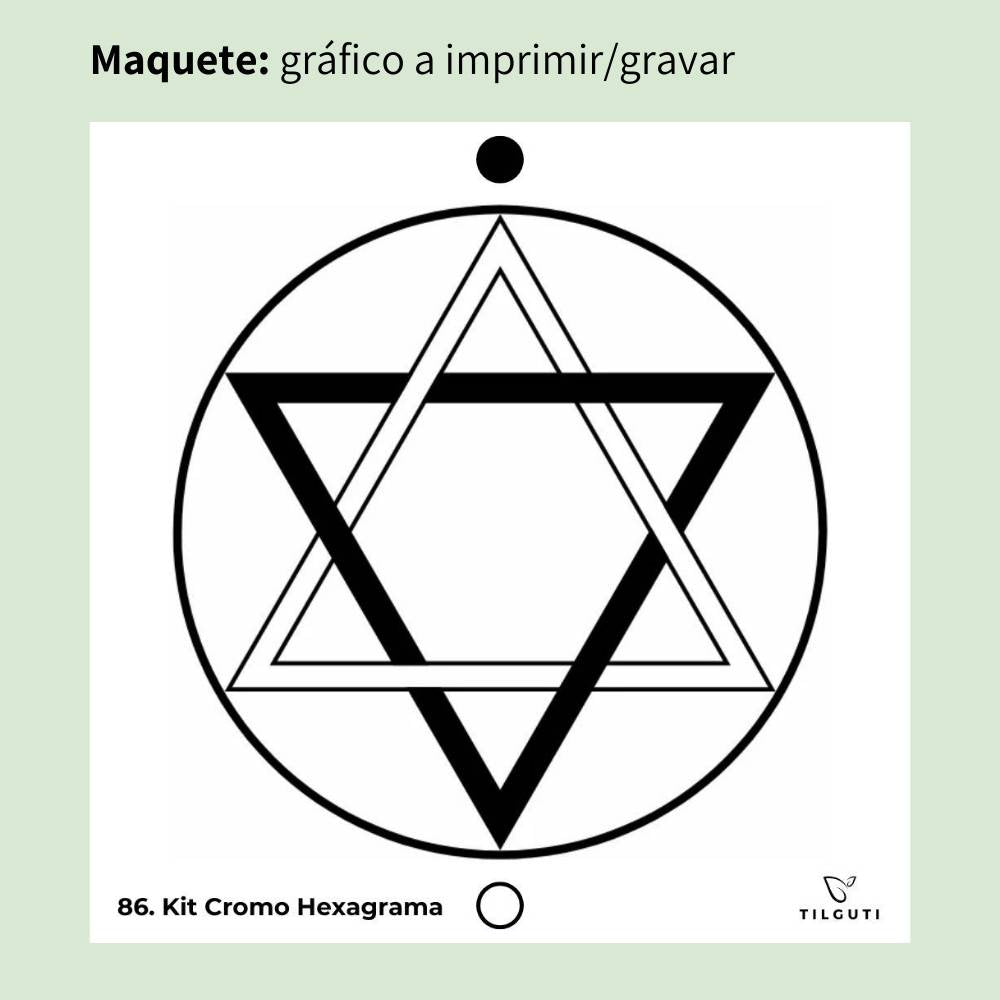 086. Kit Cromo Hexagrama | Gráfico Radiestésico em MDF Lacado