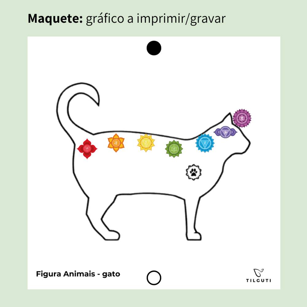 148. Figura Animal - gato (cores) | Gráfico Radiestésico em MDF Cru