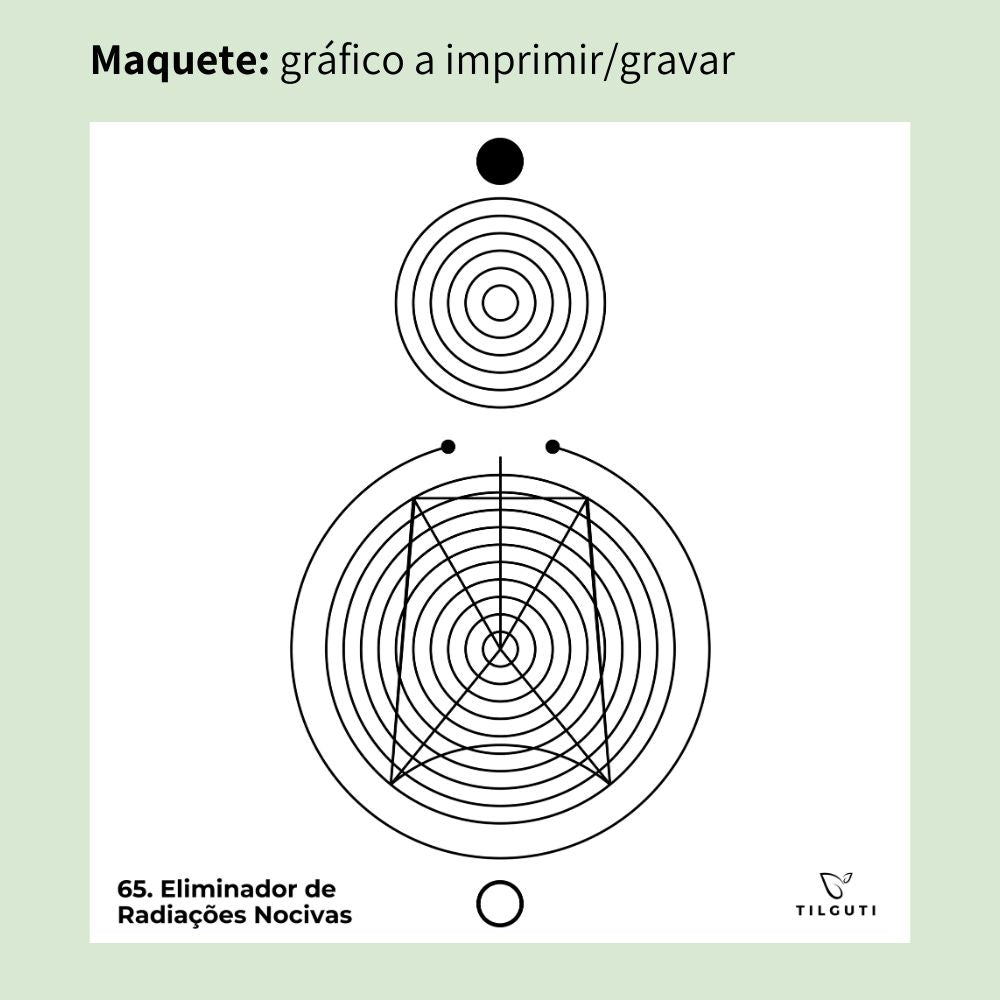 Maquete do Gráfico radiestésico Eliminador de Radiações Nocivas que será gravado a laser em MDF lacado a branco - Variante Iniciante com Norte de Forma - Produção própria TILGUTI.