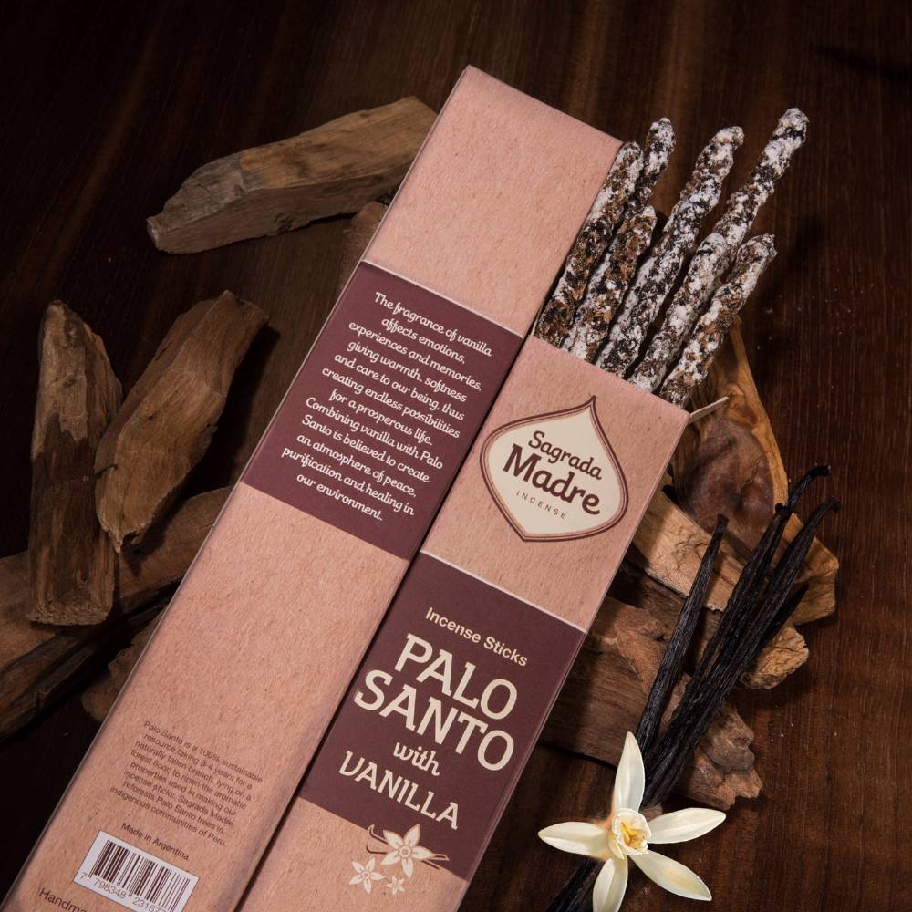 Incenso Natural de Pau Santo com Baunilha – Sagrada Madre