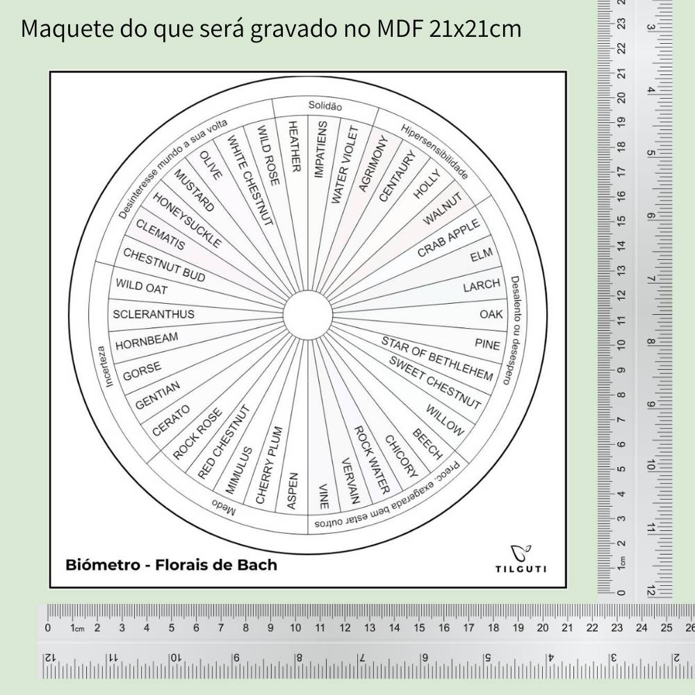 Biómetro Florais de Bach | Gráfico Radiestesia em MDF