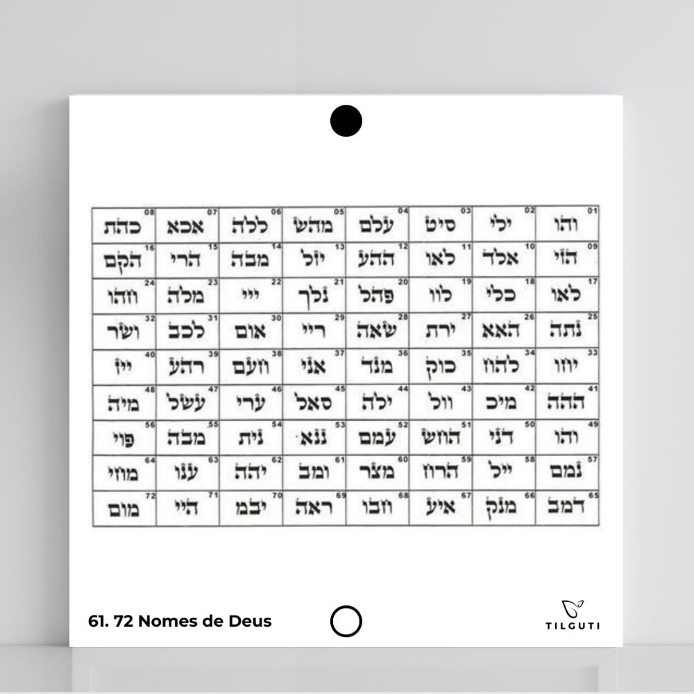 Gráfico Radiestésico 72 Nomes de Deus em PVC branco – Variante Iniciante com Norte de Forma – TILGUTI.