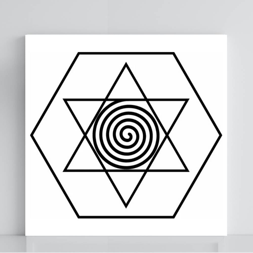 Gráfico Radiestésico Desembaraçador (Físico) em PVC branco 21x21 cm – Produção própria TILGUTI Portugal.