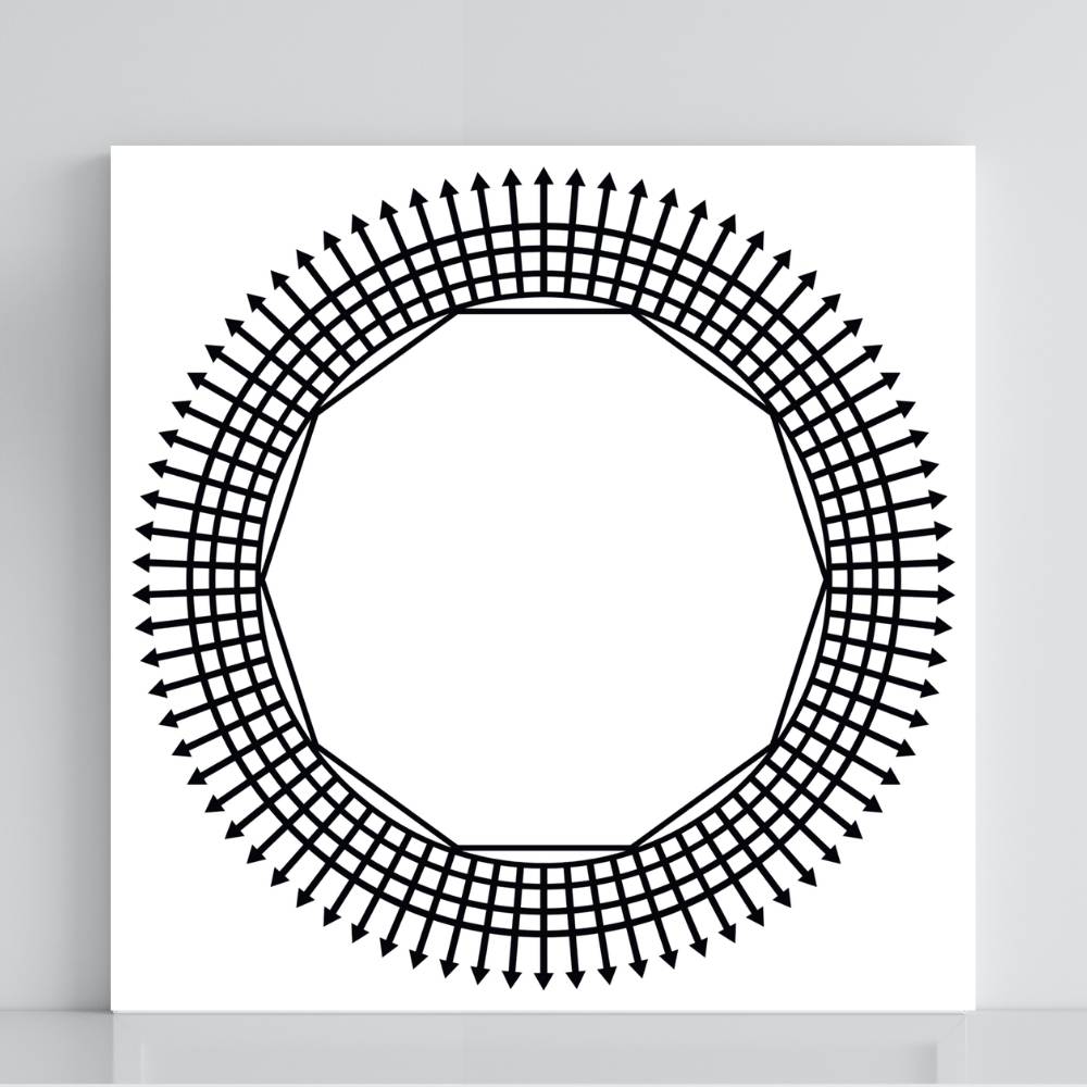 Gráfico Radiestésico Desimpregnador em PVC branco 21x21 cm – Produção própria TILGUTI Portugal.