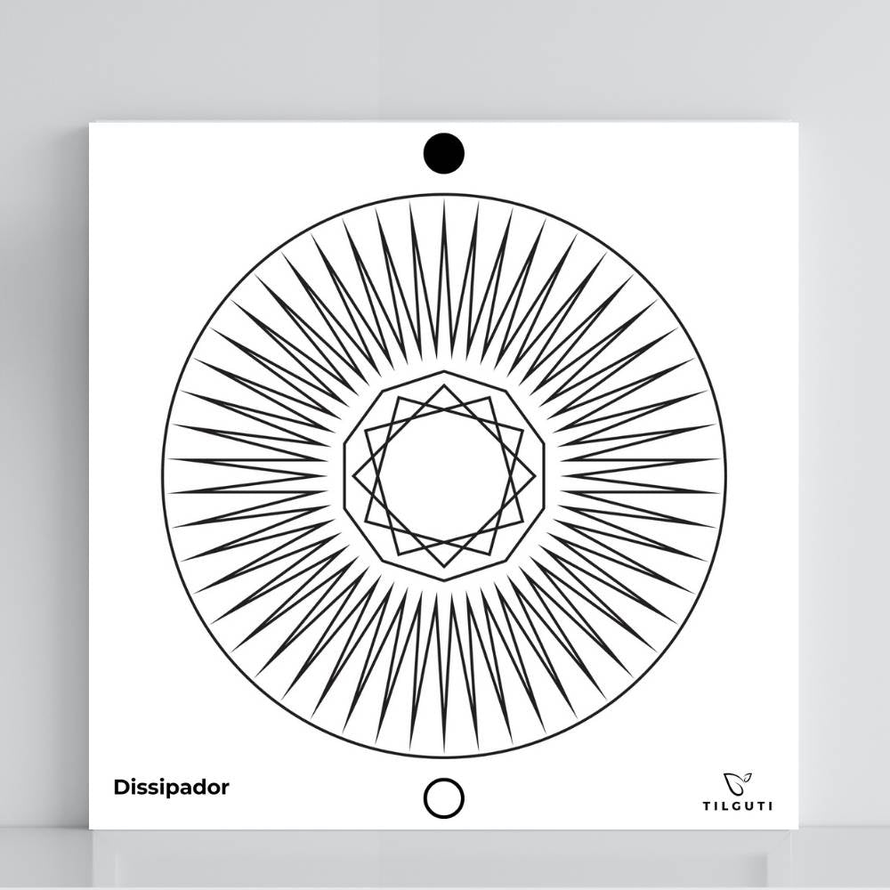 Gráfico Radiestésico Dissipador em PVC branco – Variante Iniciante com Norte de Forma – TILGUTI Portugal.