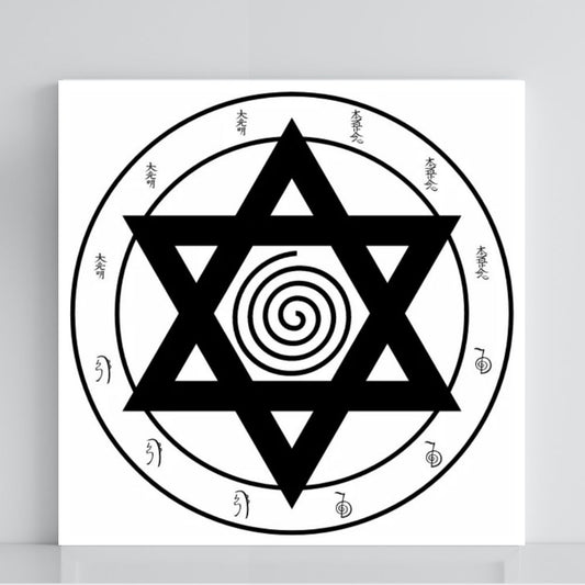 Gráfico Radiestésico Emissor de Energia Reiki em PVC branco 21x21 cm – Produção própria TILGUTI.