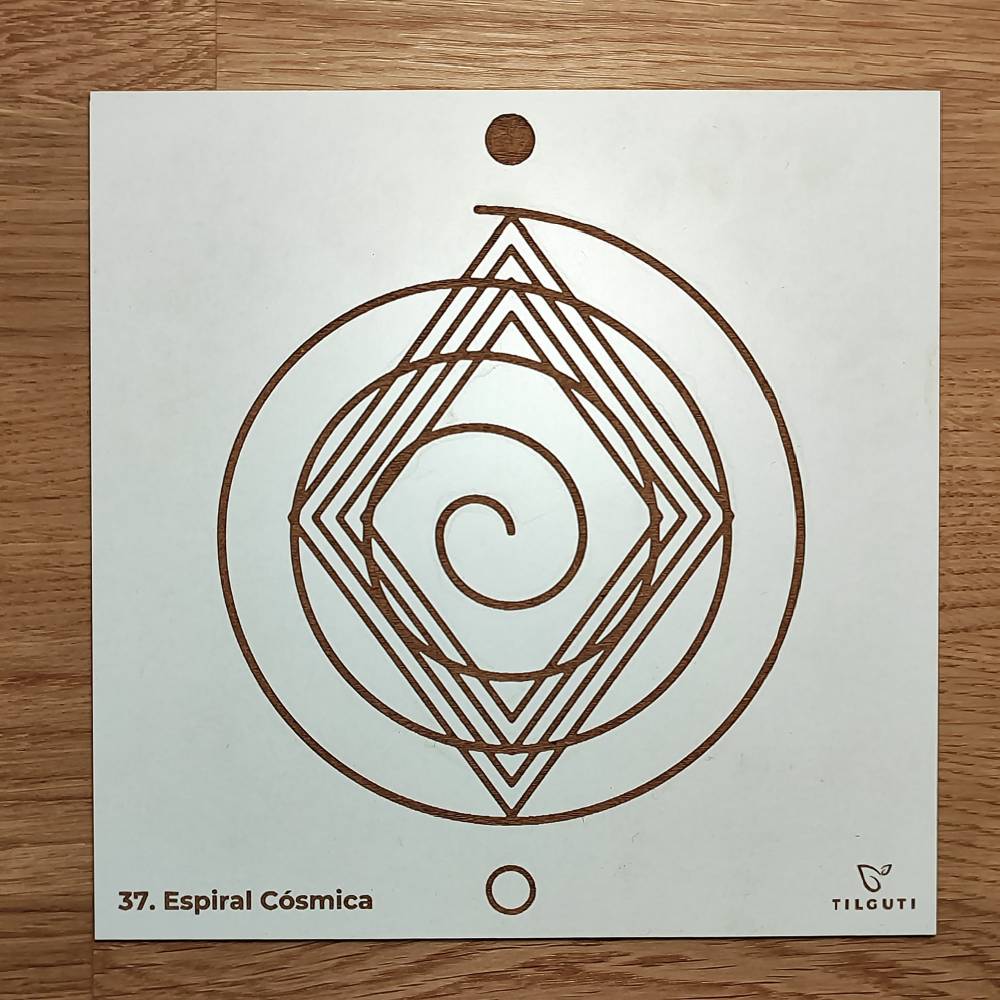 Gráfico Radiestésico Espiral Cósmica II em MDF Lacado branco – Variante Iniciante com Norte de Forma – TILGUTI.