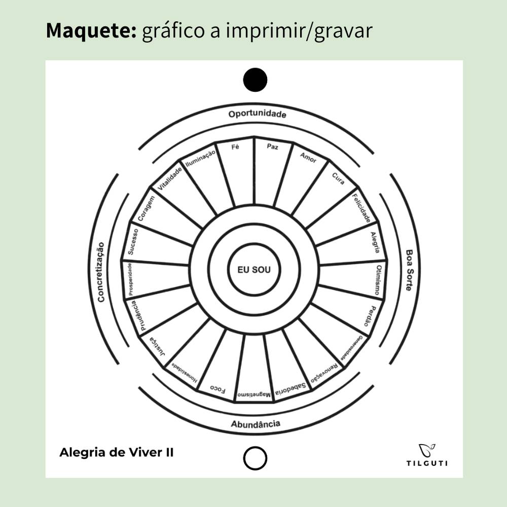 Maquete do Gráfico radiestésico Alegria de Viver II que será gravado em MDF lacado a branco, variante Iniciante, Produção própria TILGUTI.