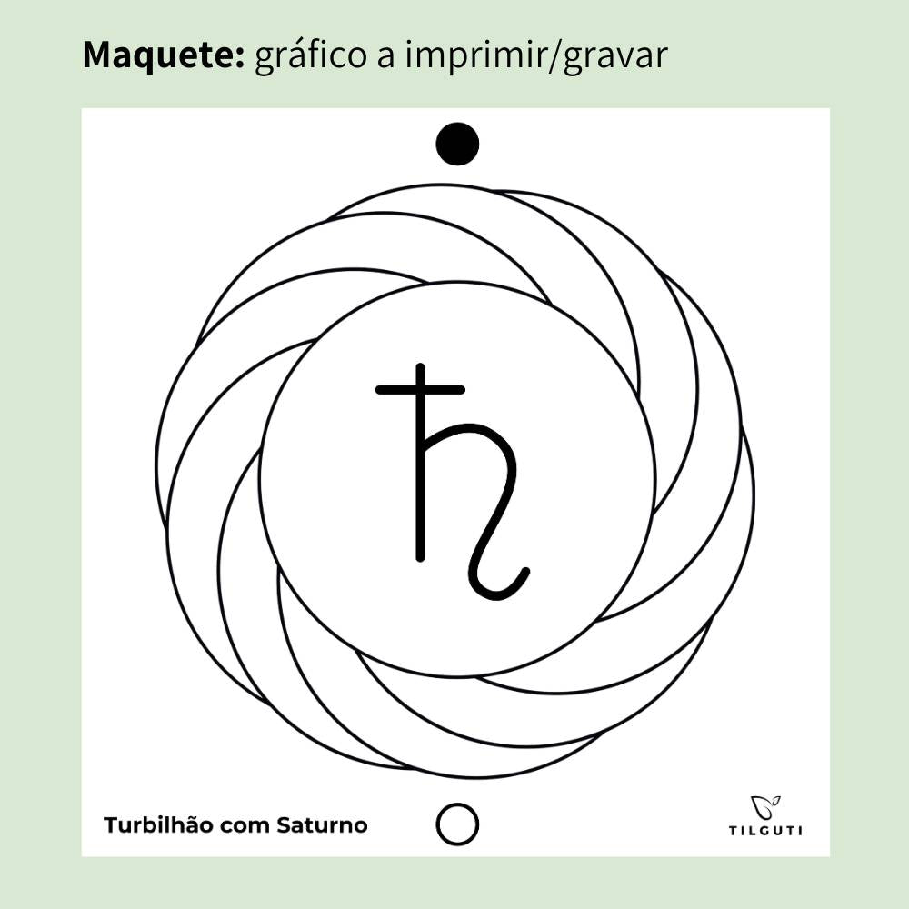 Maquete do Gráfico Radiestésico Turbilhão com Saturno que será gravado a laser em MDF Lacado branco – Variante Iniciante com Norte de Forma – TILGUTI.