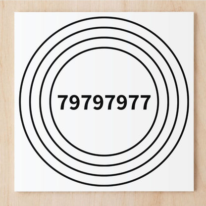 Gráfico Alta Vitalidade 79797977 em PVC branco, variante Profissional, com quatro círculos concêntricos e sequência numérica central.