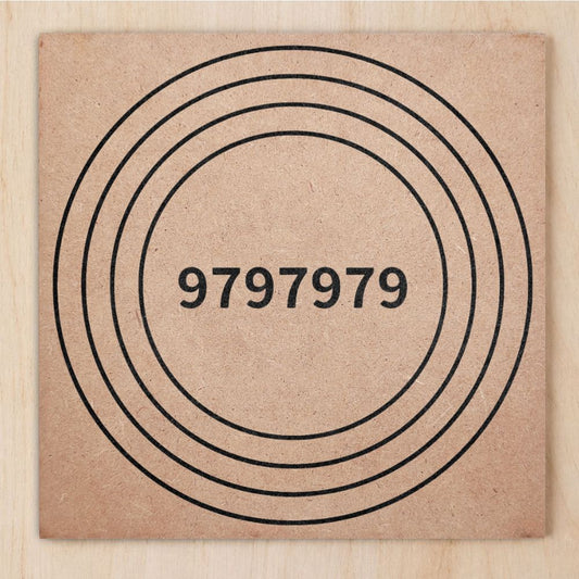Gráfico radiestésico Alta Vitalidade 9797979 em MDF cru, versão Profissional, com impressão a preto.