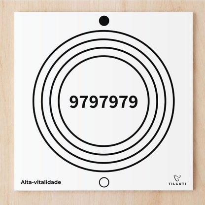 Perfil do Gráfico Alta Vitalidade 9797979 em PVC branco, variante Iniciante, com quatro círculos concêntricos e sequência numérica central.