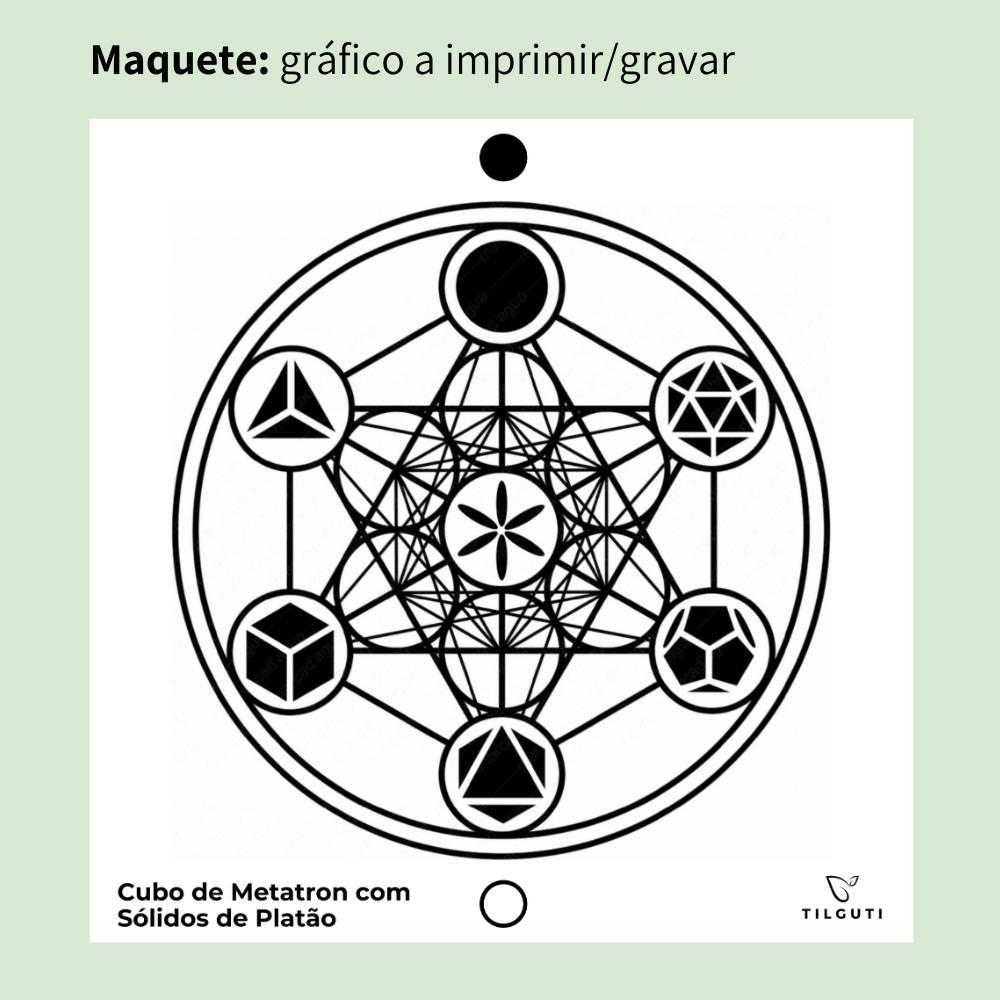 161. Cubo de Metatron com sólidos de Platão | Gráfico Radiestésico em MDF Lacado