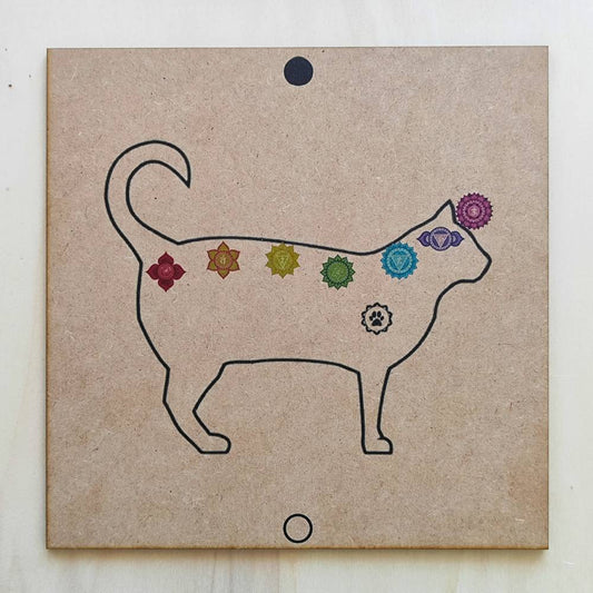 148. Figura Animal - gato (cores) | Gráfico Radiestésico em MDF Cru