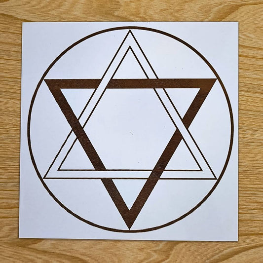 086. Kit Cromado Hexagrama | Cuadro Radiestésico en MDF Lacado