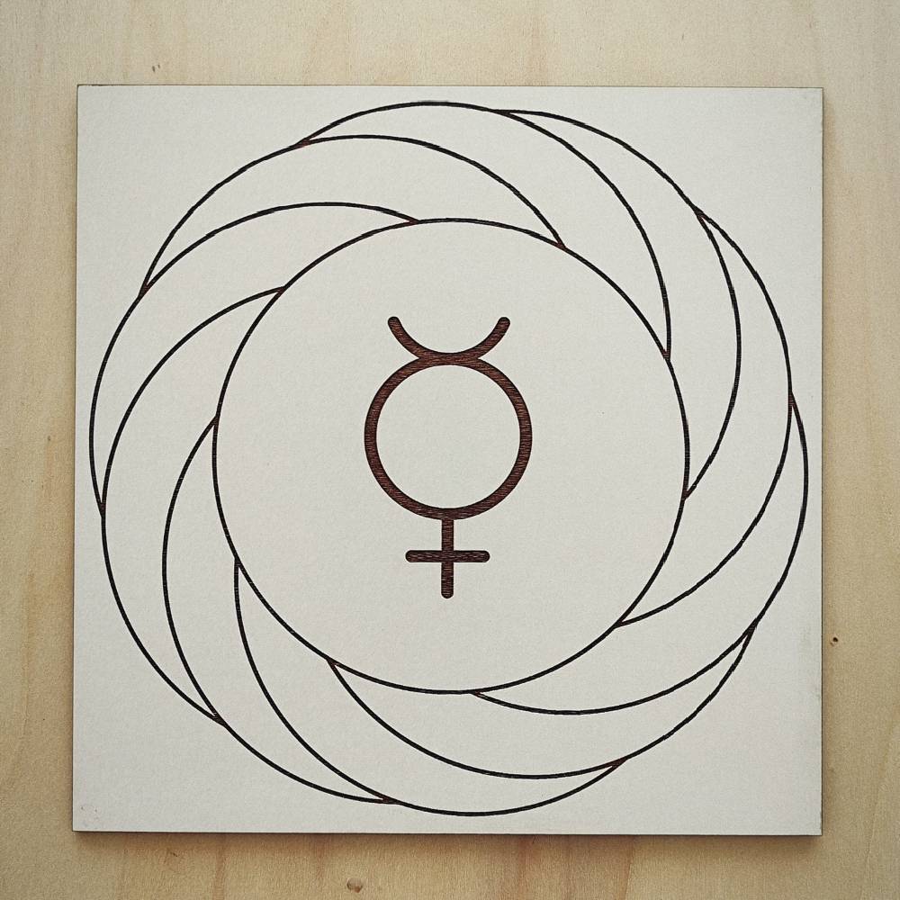 075. Turbilhão com Mercúrio | Gráfico Radiestésico em MDF Lacado