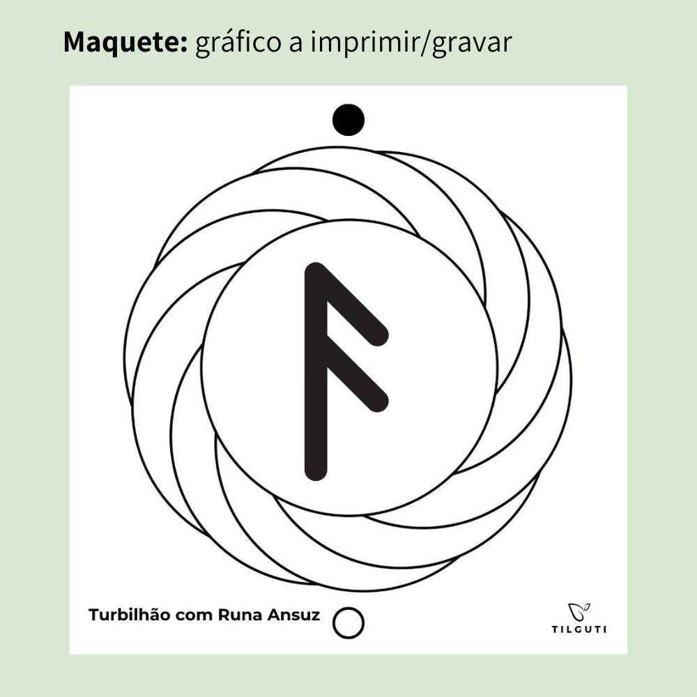 179. Turbilhão com Runa Ansuz  | Gráfico Radiestésico em MDF Cru