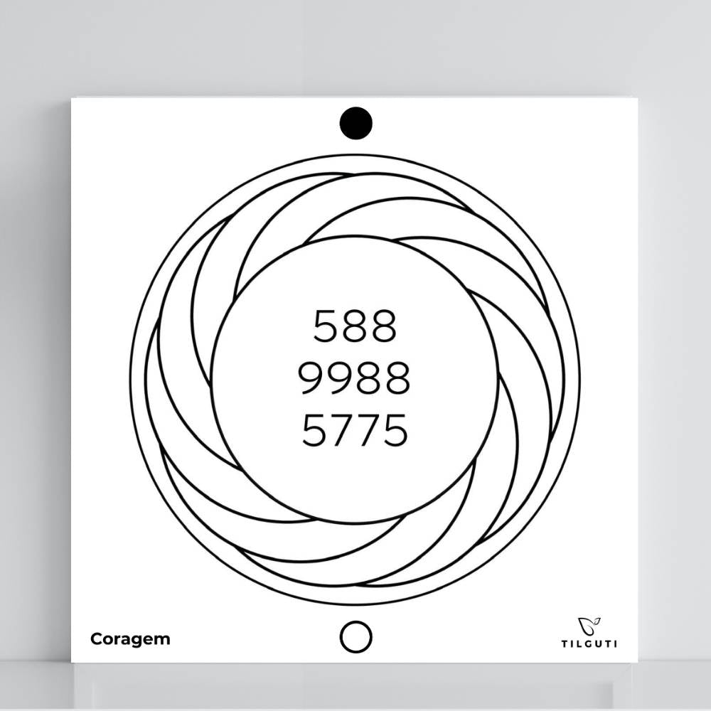 Gráfico Radiestésico Coragem em PVC branco – Variante Iniciante com Norte de Forma – TILGUTI.