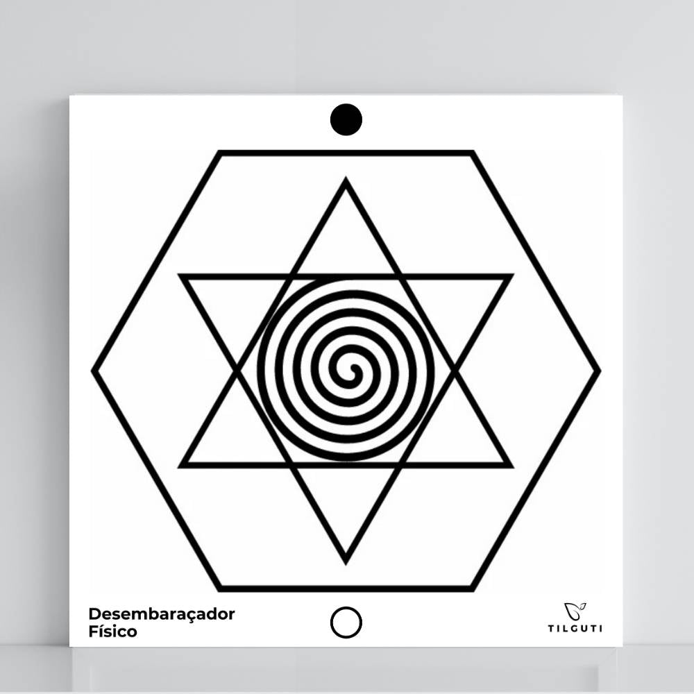 Gráfico Radiestésico Desembaraçador (Físico) em PVC branco – Variante Iniciante com Norte de Forma – TILGUTI Portugal.