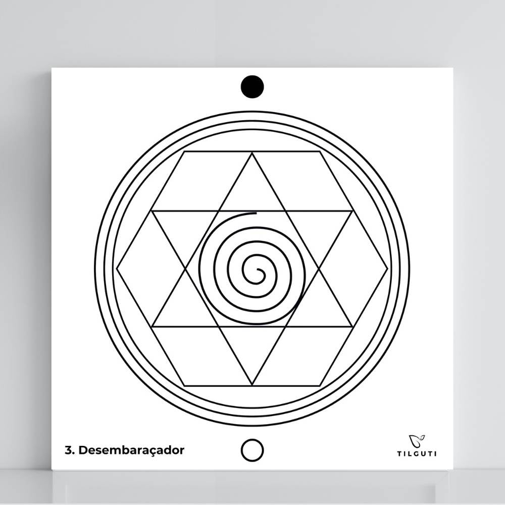 Gráfico Radiestésico Desembaraçador Material em PVC branco – Variante Iniciante com Norte de Forma – TILGUTI Portugal.