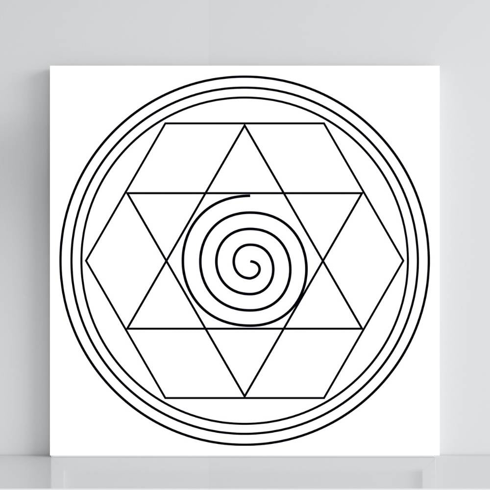 Gráfico Radiestésico Desembaraçador Material em PVC branco 21x21 cm – Produção própria TILGUTI Portugal.