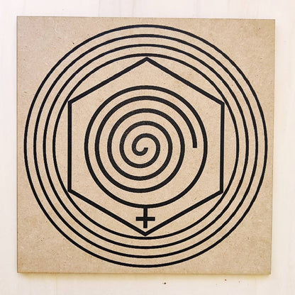 Gráfico Radiestésico Desembaraçador de Relacionamentos em MDF Cru – vários tamanhos – Produção própria TILGUTI Portugal.