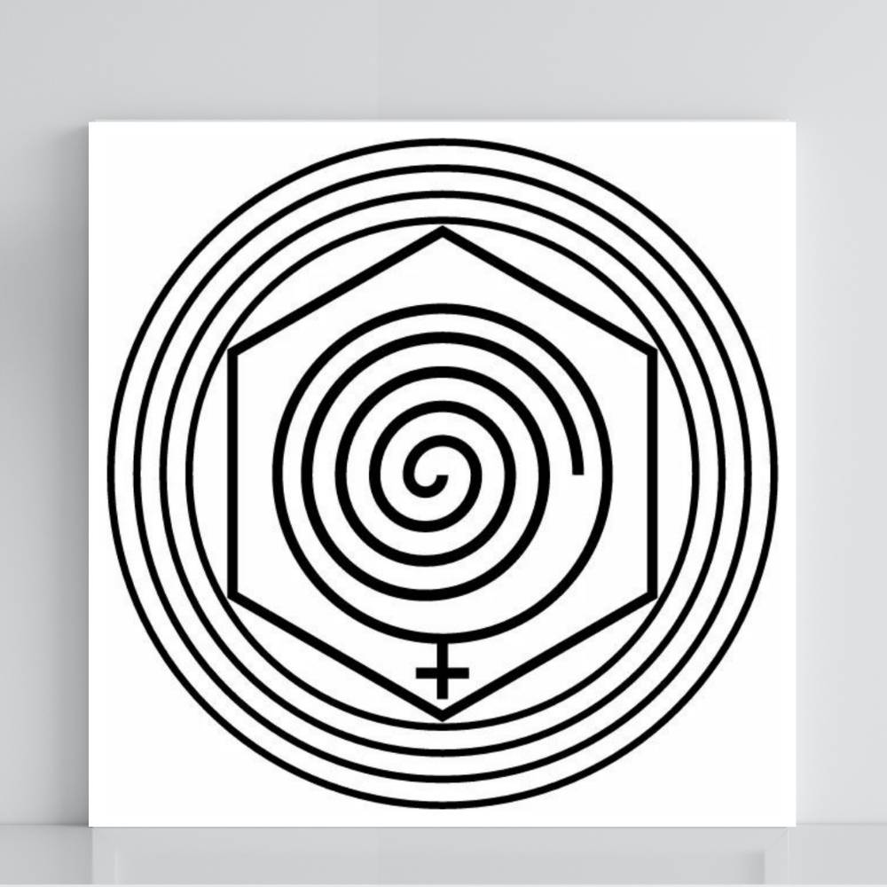 Gráfico Radiestésico Desembaraçador de Relacionamentos em PVC branco 21x21 cm – Produção própria TILGUTI Portugal.