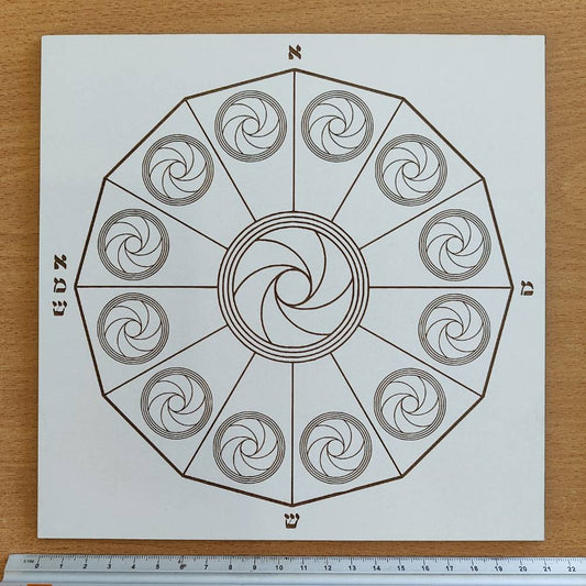 Gráfico Radiestésico Dodecágono com Diafragma em MDF Lacado branco – vários tamanhos – Produção própria TILGUTI Portugal.