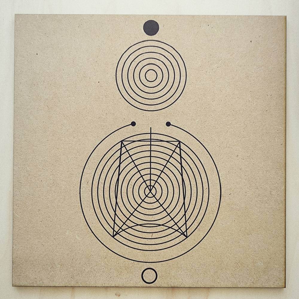 Gráfico radiestésico Eliminador de Radiações Nocivas em MDF Cru - Variante Profissional Norteado - Produção própria TILGUTI.