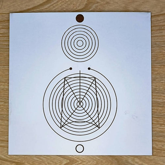 Gráfico radiestésico Eliminador de Radiações Nocivas em MDF lacado a branco - Variante Profissional Norteado - Produção própria