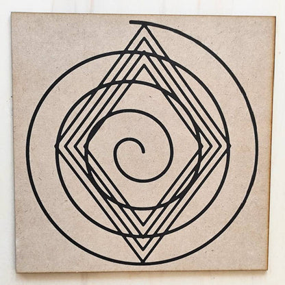 Gráfico Radiestésico Espiral Cósmica II em MDF Cru – Produção própria TILGUTI.