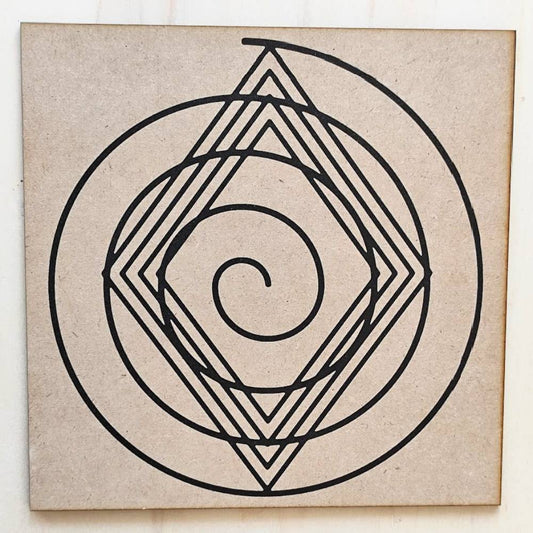 Gráfico Radiestésico Espiral Cósmica II em MDF Cru – Produção própria TILGUTI.