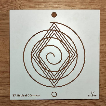 Gráfico Radiestésico Espiral Cósmica II em MDF Lacado branco – Variante Iniciante com Norte de Forma – TILGUTI.