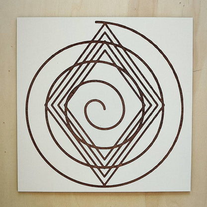Gráfico Radiestésico Espiral Cósmica II em MDF Lacado branco – Produção própria TILGUTI.