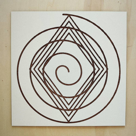 Gráfico Radiestésico Espiral Cósmica II em MDF Lacado branco – Produção própria TILGUTI.