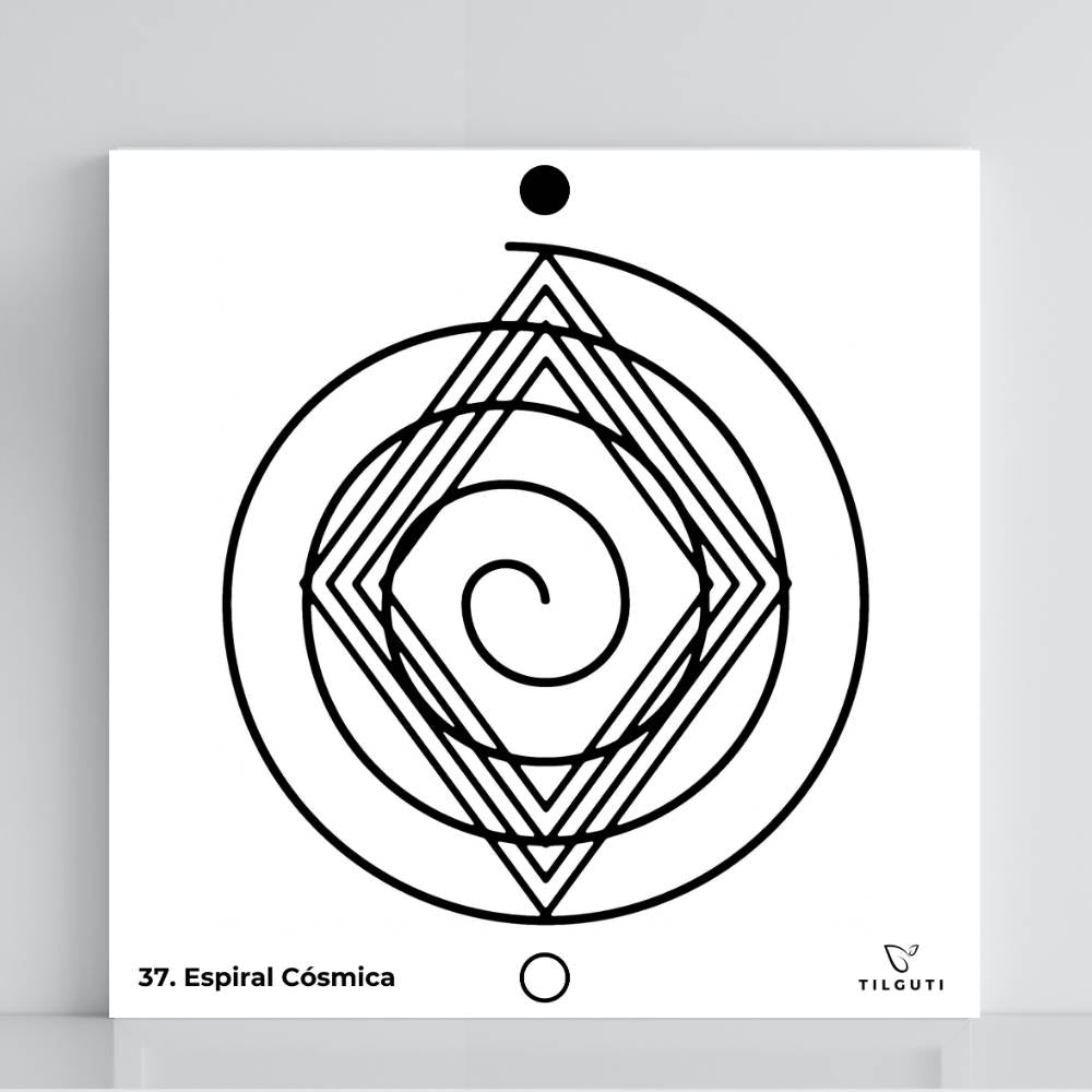 Gráfico Radiestésico Espiral Cósmica II em PVC branco – Variante Iniciante com Norte de Forma – TILGUTI.