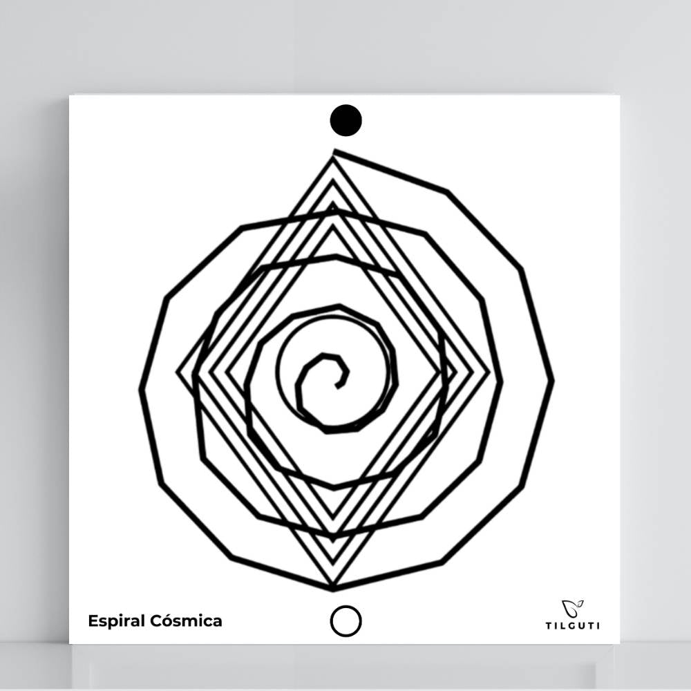 Gráfico Radiestésico Espiral Cósmica em PVC branco – Variante Iniciante com Norte de Forma – TILGUTI.