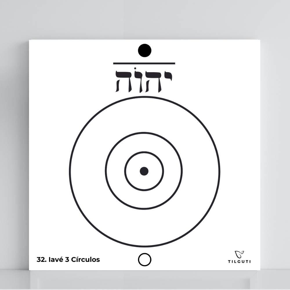 Gráfico Radiestésico Iavé 3 Círculos em PVC branco – Variante Iniciante com Norte de Forma – TILGUTI.