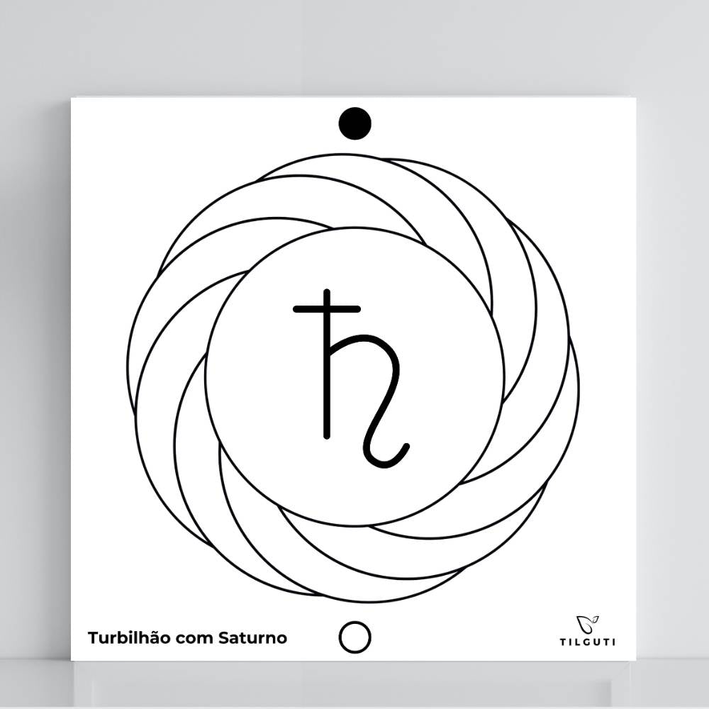 Gráfico Radiestésico Turbilhão com Saturno em PVC branco – Variante Iniciante com Norte de Forma – TILGUTI.