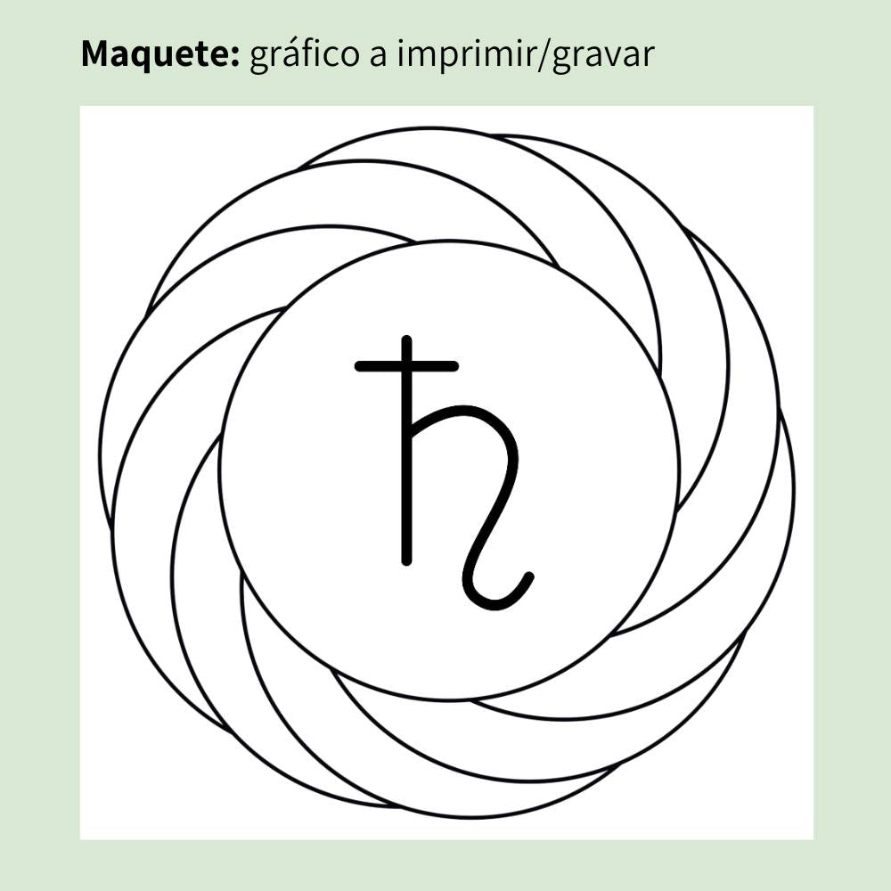 Maquete do Gráfico Radiestésico Turbilhão com Saturno que será gravado a laser em MDF Lacado branco – Produção própria TILGUTI.