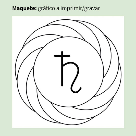 Maquete do Gráfico Radiestésico Turbilhão com Saturno que será gravado a laser em MDF Lacado branco – Produção própria TILGUTI.