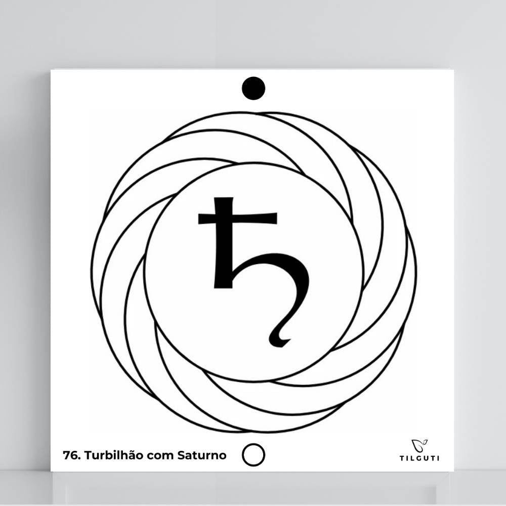 Gráfico Radiestésico Turbilhão com Saturno em PVC branco – Variante Iniciante com Norte de Forma – TILGUTI.