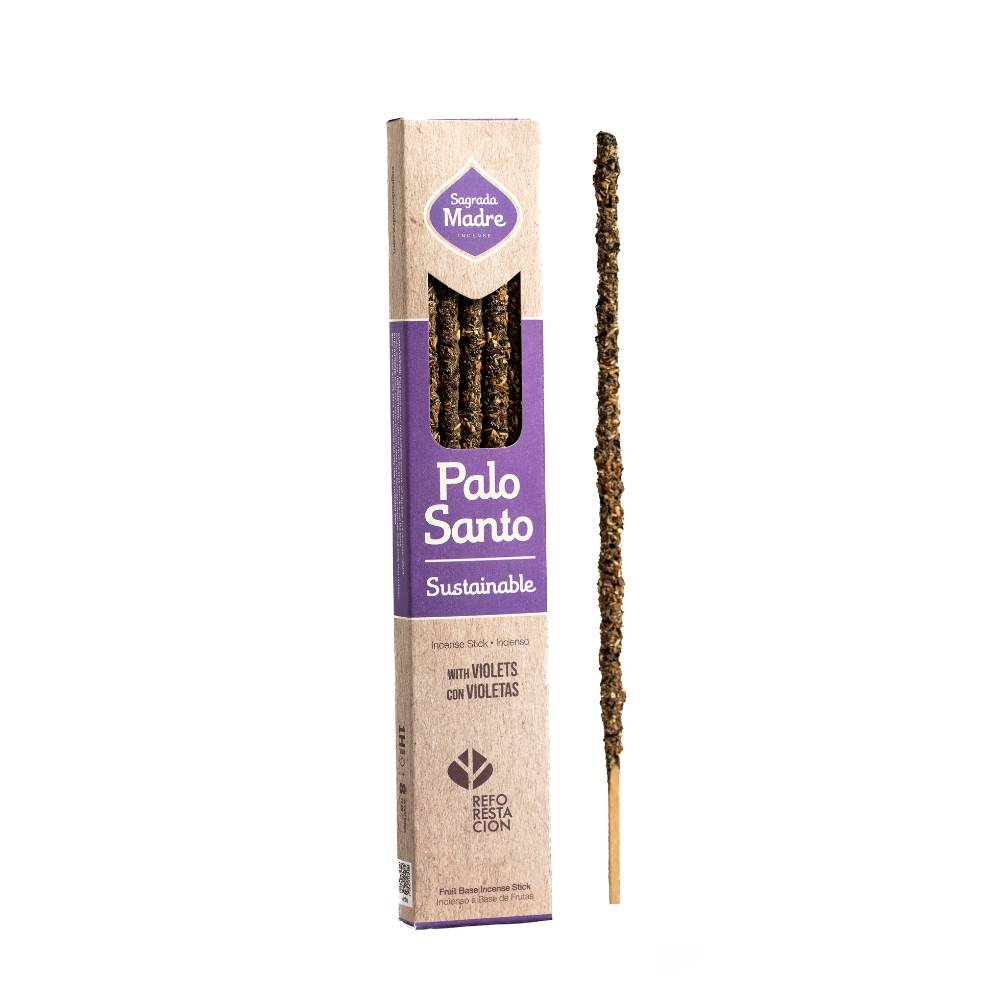 Incenso de Pau Santo com Violetas da Sagrada Madre com 8 varetas artesanais de longa duração.