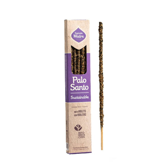 Incenso de Pau Santo com Violetas da Sagrada Madre com 8 varetas artesanais de longa duração.