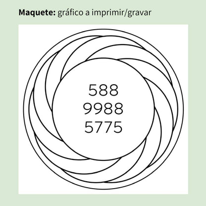 Maquete do Gráfico Radiestésico Coragem que será impresso a preto em MDF Cru – disponível em 17x17, 21x21 e 23x23 cm – Produção própria TILGUTI.