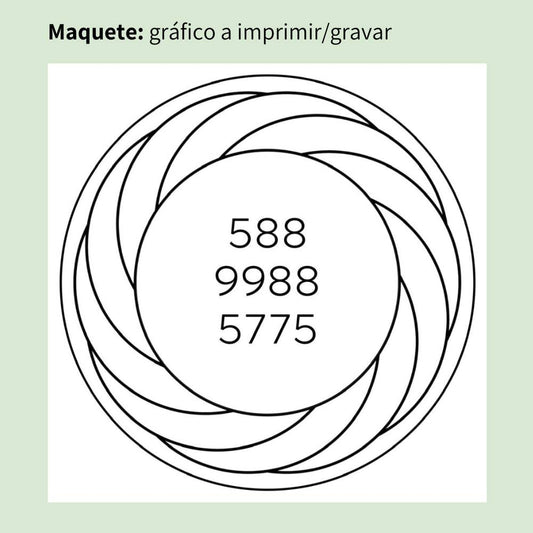 Maquete do Gráfico Radiestésico Coragem que será impresso a preto em MDF Cru – disponível em 17x17, 21x21 e 23x23 cm – Produção própria TILGUTI.