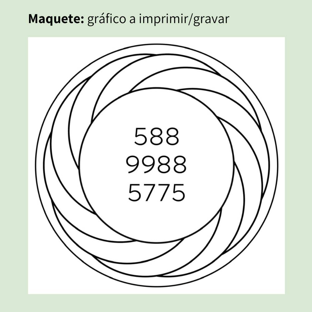 Maquete do Gráfico Radiestésico Coragem que será gravado a laser em MDF Lacado branco – disponível em 15x15, 17x17, 21x21 e 23x23 cm – Produção própria TILGUTI.